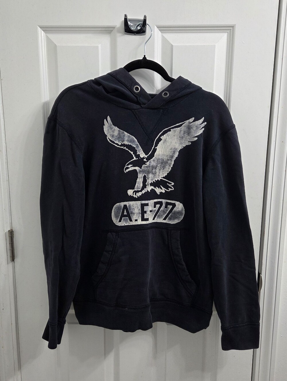 American Eagle Outfitters Black Hoodie with White Eagle Logo